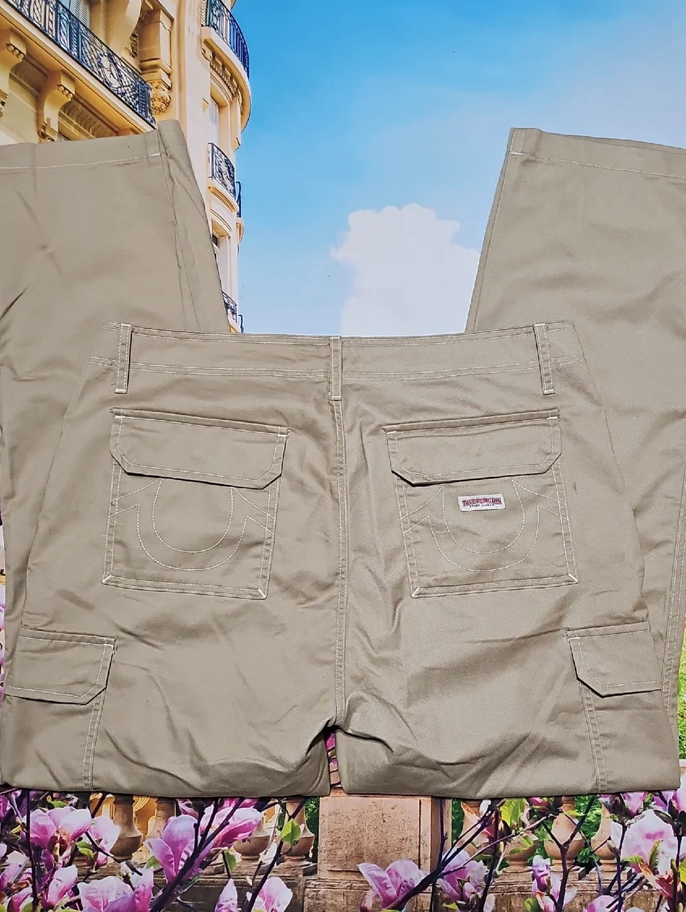True Religion Men's Khaki Cargo Pants 36x32